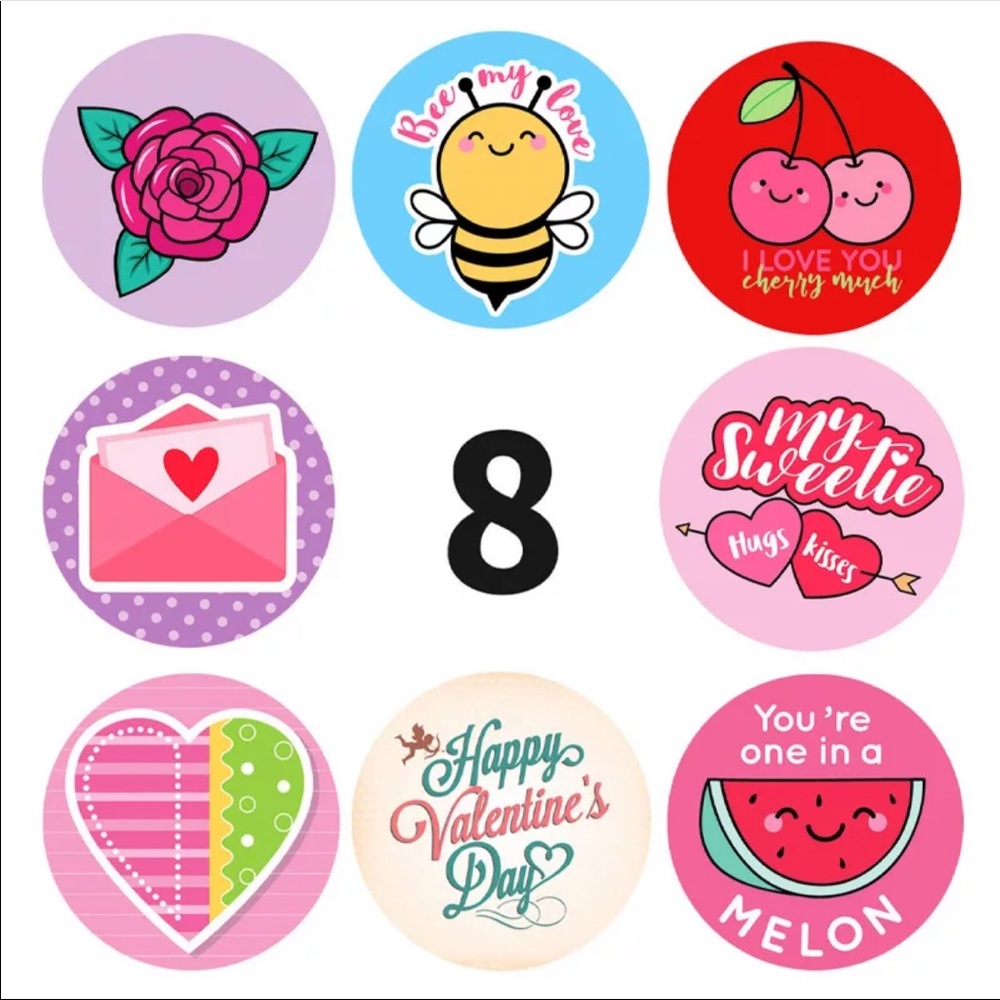 100 Pack of Valentines Stickers 1 Inch PRICE IS FIRM - Picture 2 of 10